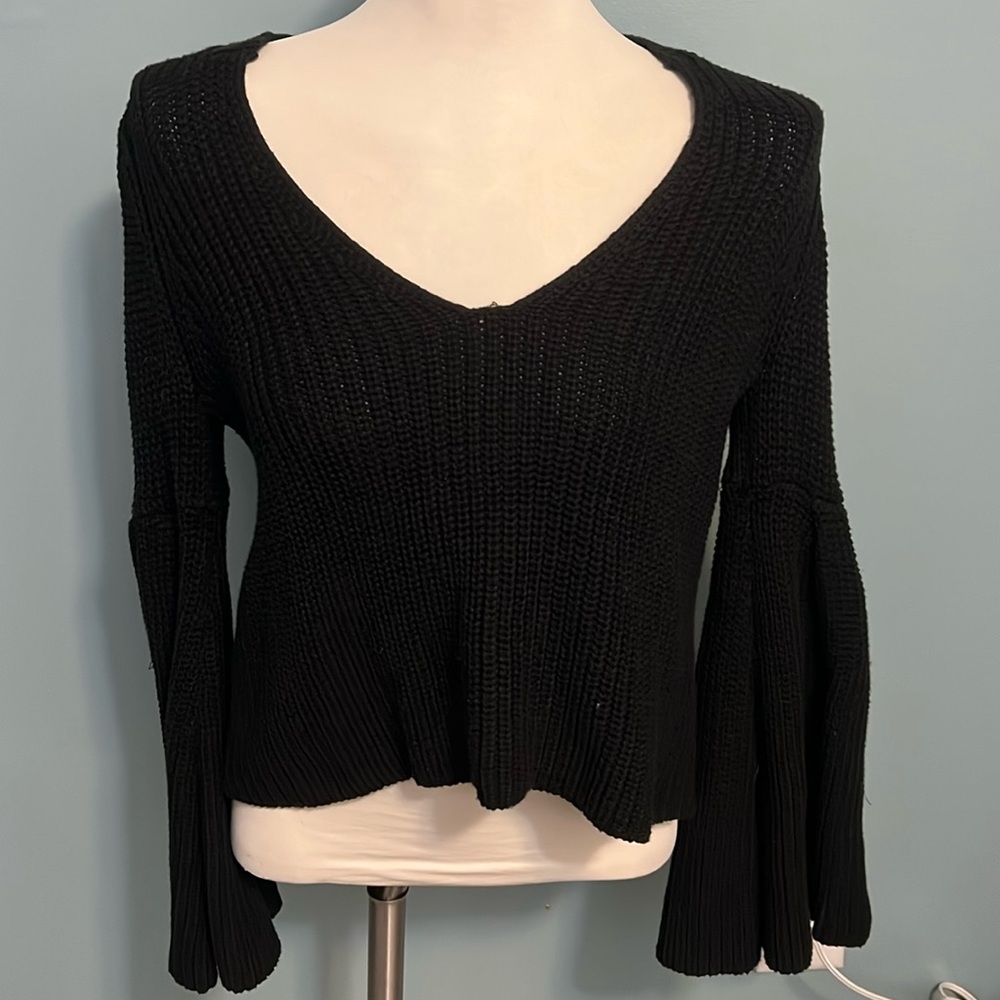 Free people, black cable knit sweater size extra small